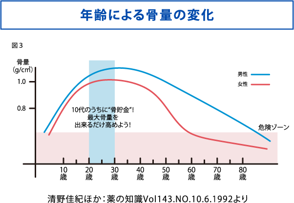 年齢による骨量の変化